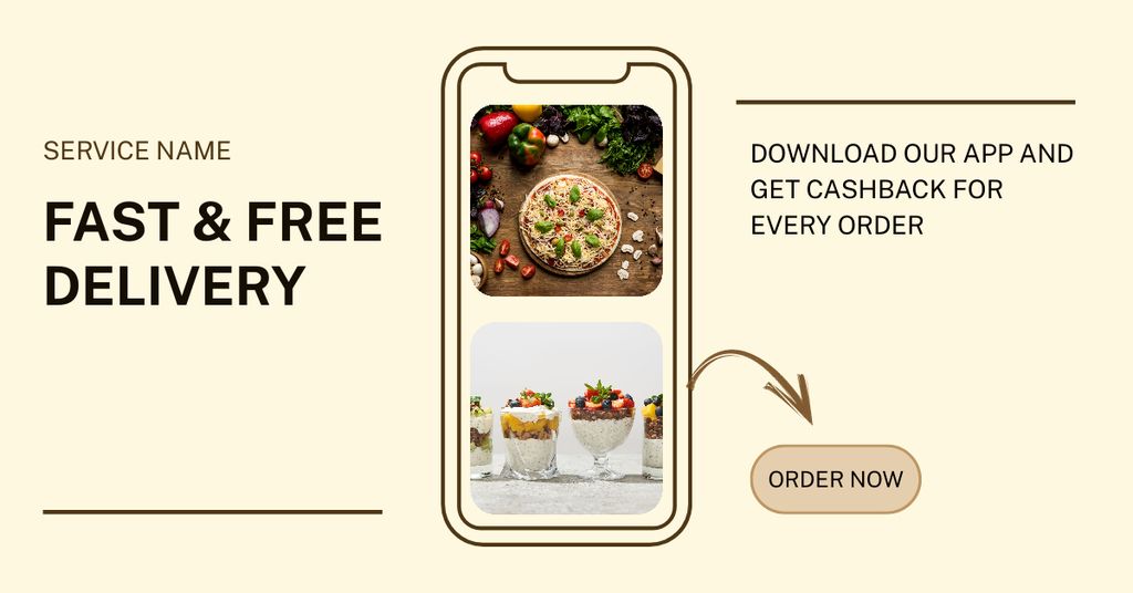 Food Delivery App Promotion Facebook ADデザインテンプレート