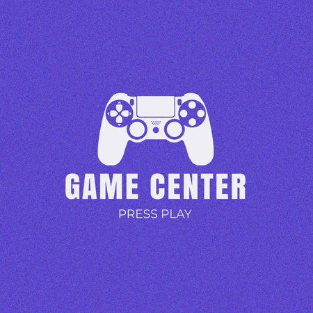 Gaming Club Ad with Illustration of Gamepad in Purple Logo Design Template