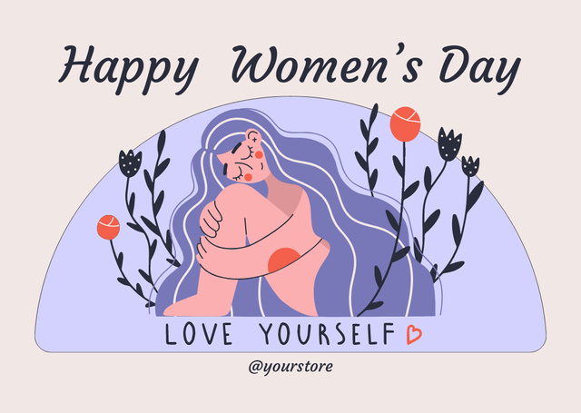 Women's Day Greeting with Beautiful Inspiration Card Tasarım Şablonu