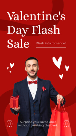 Valentine's Day Flash Sale For Gifts In Red Instagram Story Design Template
