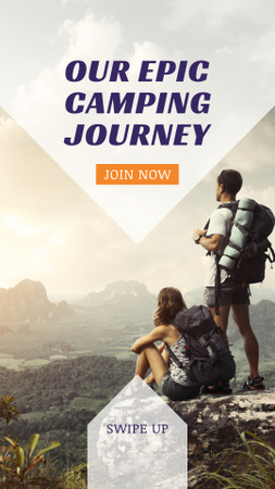 Hiking Tour Sale Backpackers in Mountains Instagram Story Design Template