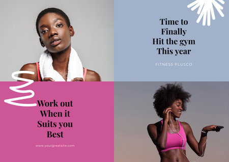 Designvorlage Fitnessstudio-Werbung mit sportlichen Frauen für Poster A2 Horizontal