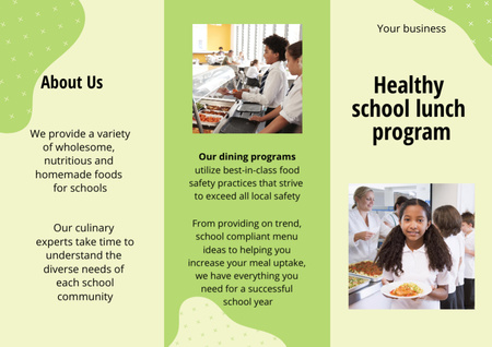 Designvorlage School Food Ad with Pupils in Canteen für Brochure Din Large Z-fold
