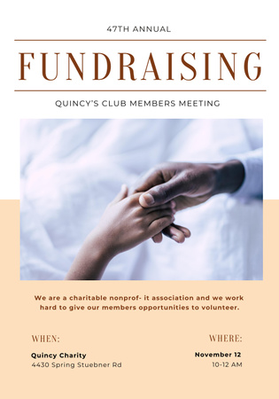 Fundraising Meeting Announcement with Supporting Hand Poster 28x40in Design Template