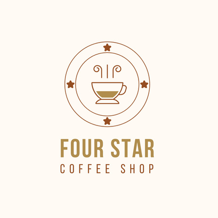 Coffee House Promo with Coffee Cup Sketch Logo 1080x1080px Design Template