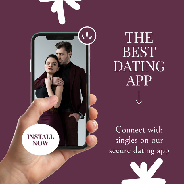 Modèle de visuel Best Mobile Dating App for Singles - Animated Post