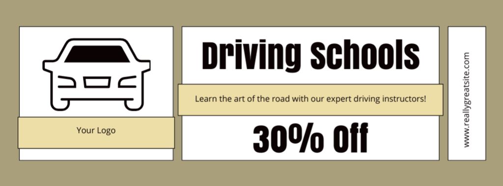 Expert Instructors In Driving School Classes With Discount Offer Facebook cover Πρότυπο σχεδίασης