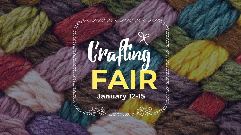 Colorful Yarn for Craft FB event cover Design Template