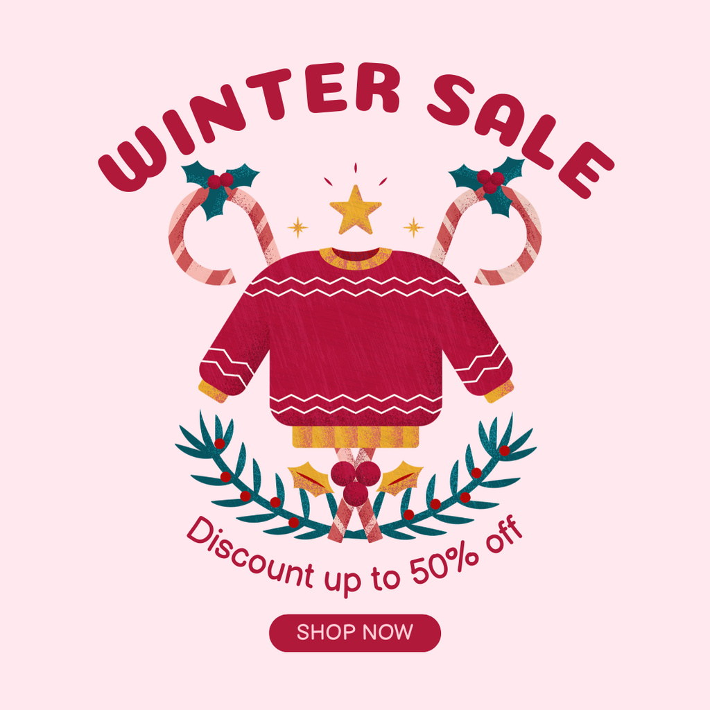 Designvorlage Winter Sale Advertisement für Instagram