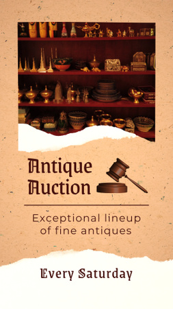 Exceptional Stuff On Antique Auction Offer Instagram Video Story Design Template