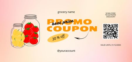 Grocery Store Ad with Pickled Vegetables in Jars Coupon Din Large Design Template