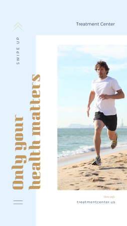 Szablon projektu człowiek biegnący po wybrzeżu Instagram Story