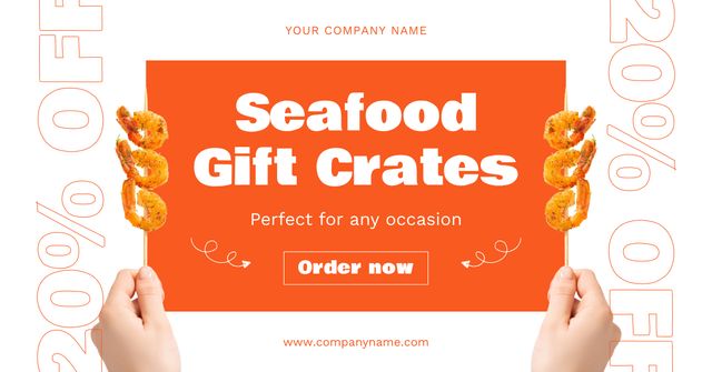 Plantilla de diseño de Seafood Gifts Offer with Fresh Shrimps Facebook AD 