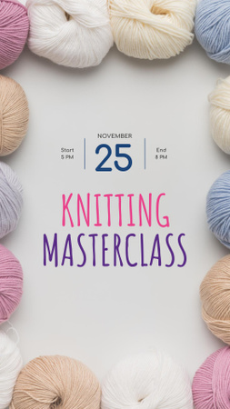 Ontwerpsjabloon van Instagram Story van Knitting Masterclass Offer with Colorful Threads