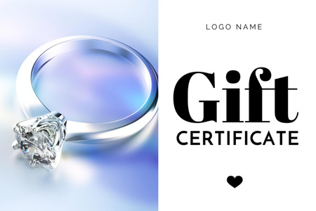 Designvorlage Angebot eines schönen kostbaren Rings am Valentinstag für Gift Certificate