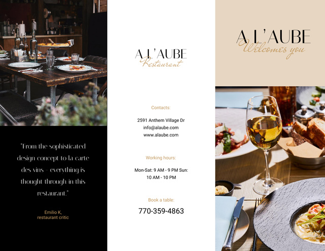 Restaurant Offer with Modern Minimalistic Interior Brochure 8.5x11in – шаблон для дизайна