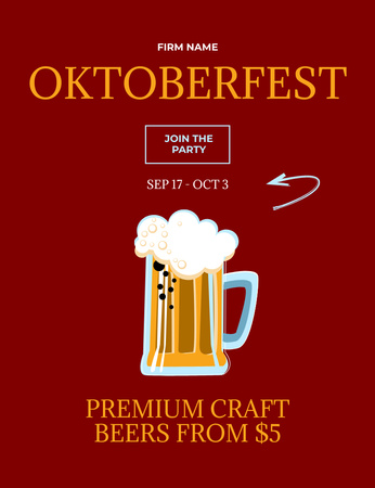 Craft Beer on Oktoberfest Invitation 13.9x10.7cm Design Template