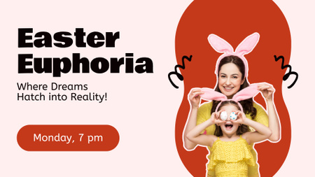 Easter Offers Ad with Cute Mom and Daughter i Ears FB event cover Design Template