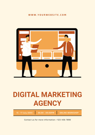 Template di design Gli specialisti dell'agenzia di marketing digitale mostrano la presentazione Poster