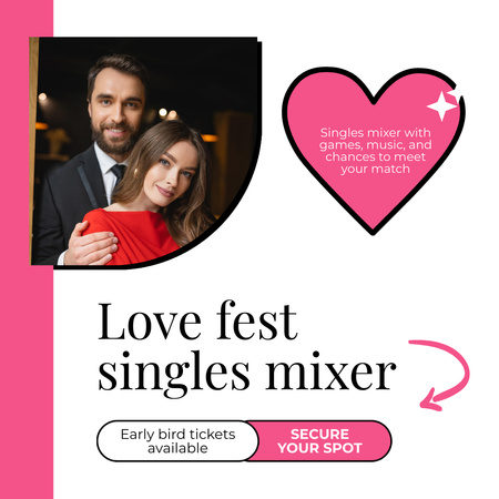 Announcement of Unforgettable Love Festival for Singles Instagram AD Design Template