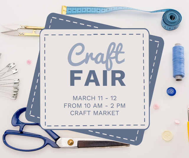 Ontwerpsjabloon van Facebook van Announcement for Craft Fair in Blue Colors
