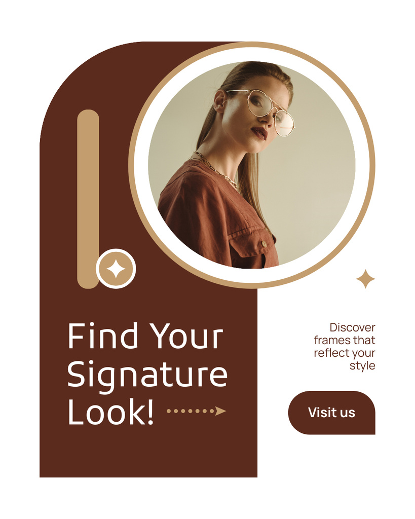 Signature Look with Stylish Eyewear Instagram Post Vertical Modelo de Design