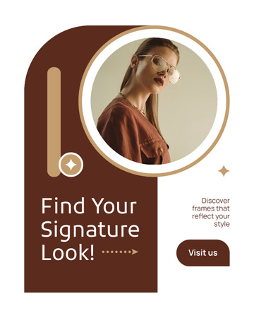 Designvorlage Signature-Look mit stylischer Brille für Instagram Post Vertical
