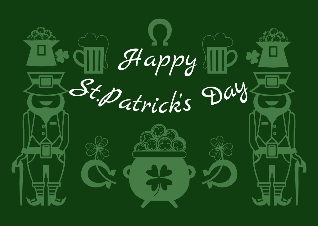 Modèle de visuel Holiday Wishes for St. Patrick's Day on Green - Card