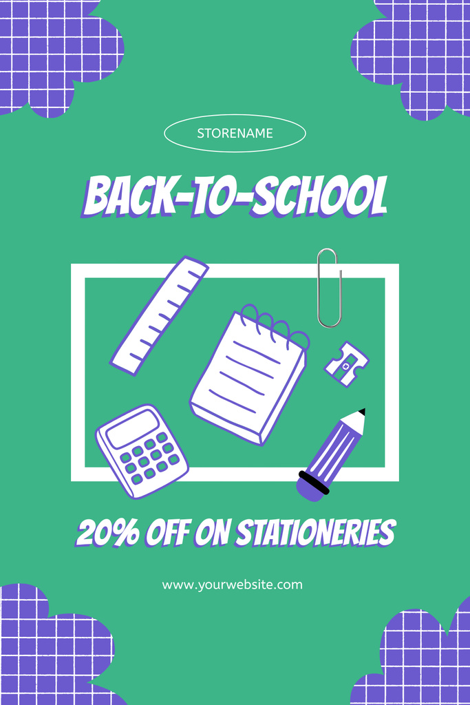 Discount on Stationery on Green Pinterestデザインテンプレート