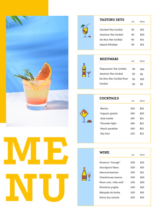 Bar offer with Cocktail drink Menu Design Template