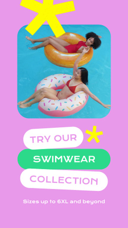 Plantilla de diseño de Full Range Sizes Swimwear Promotion Instagram Video Story 