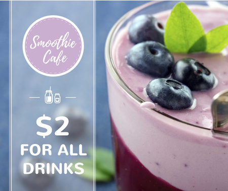 Smoothie Cafe Advertisement Blueberries Drink Facebook Design Template