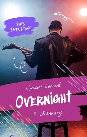 Special Concert Overnight Announcement Invitation 4.6x7.2in Design Template
