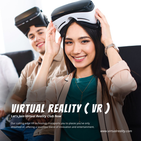 Klub virtuální reality s mladým párem Instagram Šablona návrhu