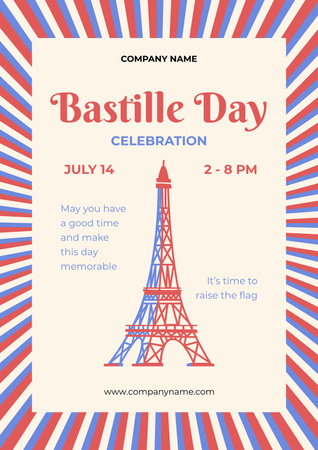 Ontwerpsjabloon van Poster van viering bastille day aankondiging