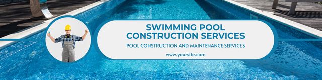Professional Services of Swimming Pools LinkedIn Cover Design Template