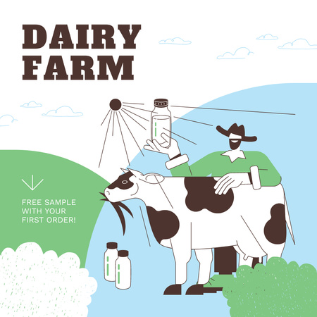 Pure Cow's Milk with Free Sample Offered Instagram AD Design Template
