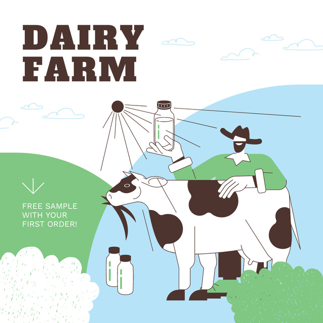 Designvorlage Pure Cow's Milk with Free Sample Offered für Instagram AD