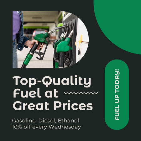 ガソリンスタンドで素晴らしい価格と素晴らしいサービス Instagram ADデザインテンプレート