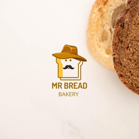 Bakery Ad with Yummy Bread Logo Design Template