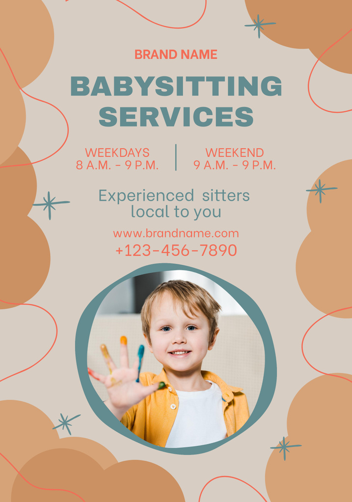 Flexible Childcare Assistance Proposal In Orange Poster 28x40in Tasarım Şablonu