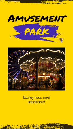 Whimsical Amusement Park With Carousels And Ferris Wheel Instagram Video Story Design Template