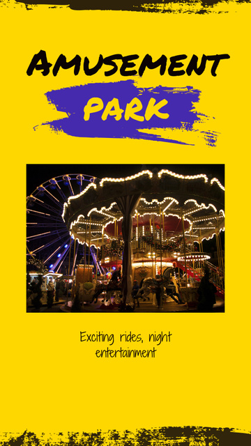 Whimsical Amusement Park With Carousels And Ferris Wheel Instagram Video Story Tasarım Şablonu