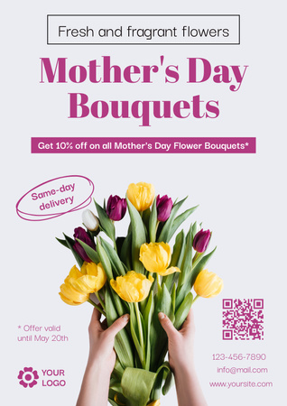 Ontwerpsjabloon van Poster van Mother's Day Bouquets Offer