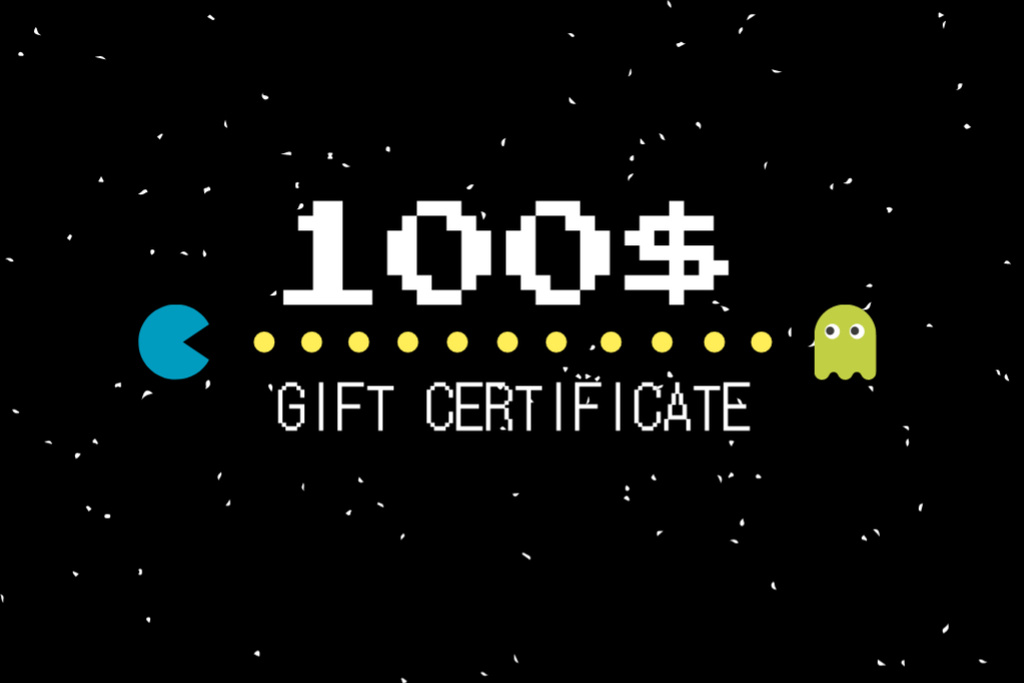 Gaming Gear Promotion on Pixel Illustrated Ad Gift Certificate Tasarım Şablonu
