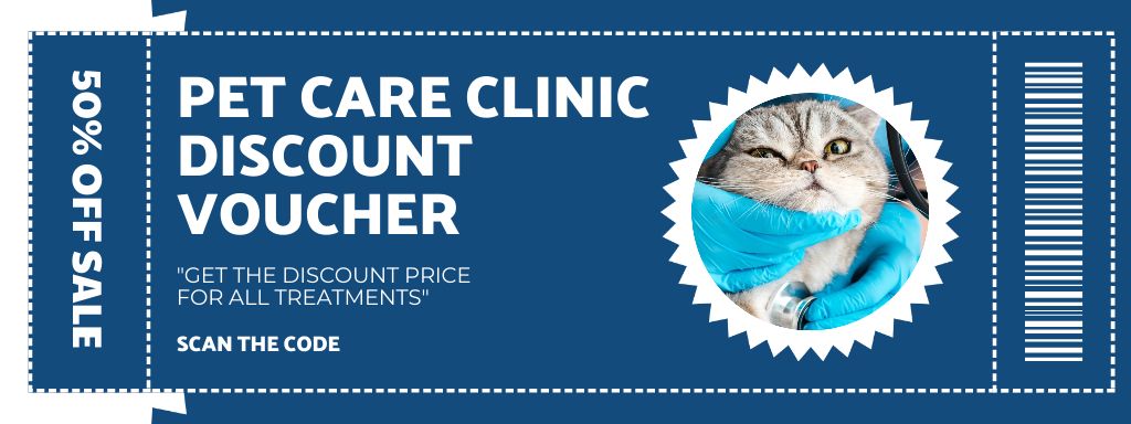 Pet Care Clinic Discount Voucher Couponデザインテンプレート