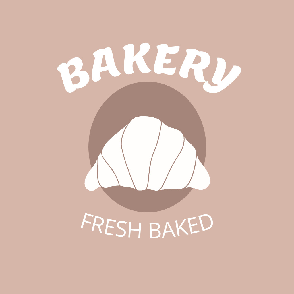 Fresh Bakery Advertisement with Image of Appetizing Croissant Logo – шаблон для дизайна