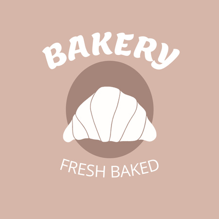 Fresh Bakery Advertisement with Image of Appetizing Croissant Logo tervezősablon