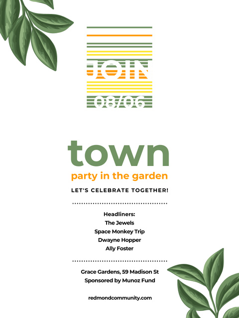 Designvorlage Invitation to Town Party in the Garden für Poster US