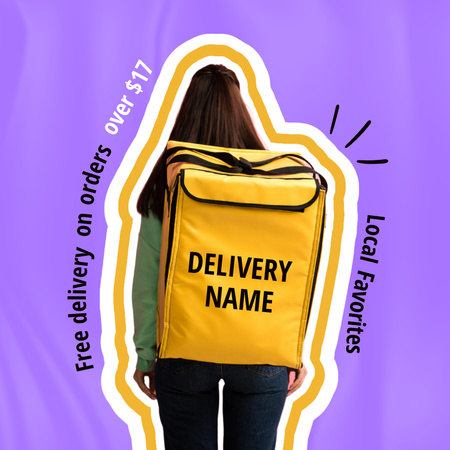 Modèle de visuel Offre de livraison gratuite avec femme avec sac à dos - Instagram AD